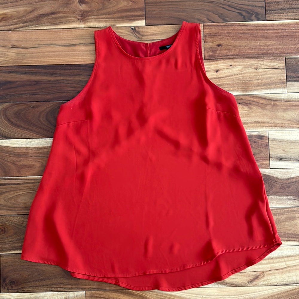 High neckline red blouse